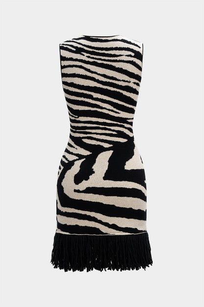 INES | ZEBRA FRINGE MINI DRESS ZEBRA