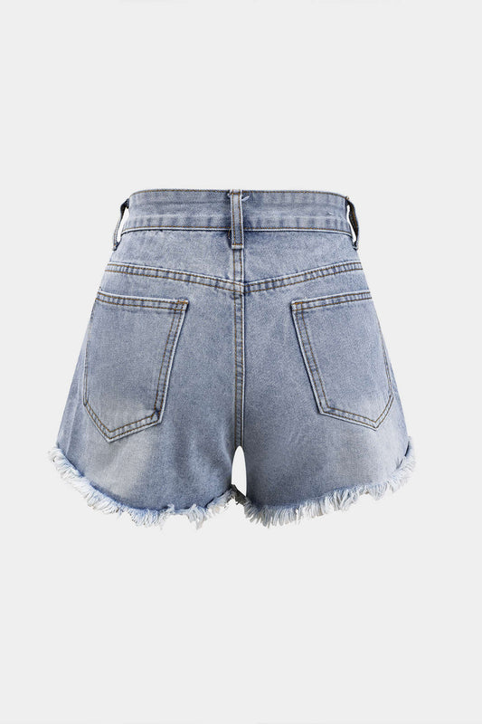 SOLÈNE | PEARL STUDDED DENIM SHORTS