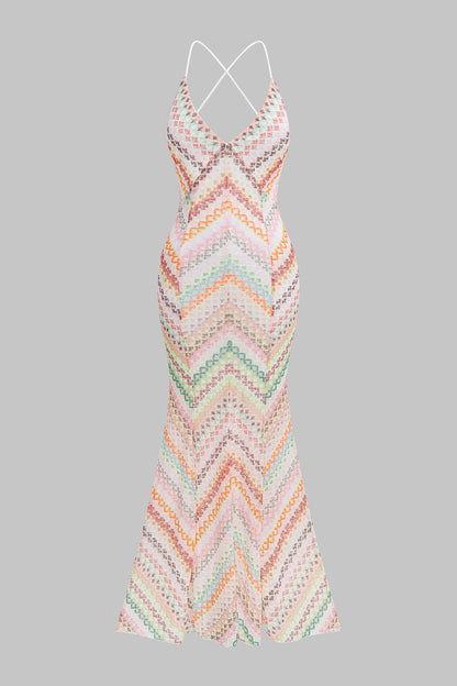 LUVYA | CHEVRON MAXI SLIP DRESS MULTICOLOR