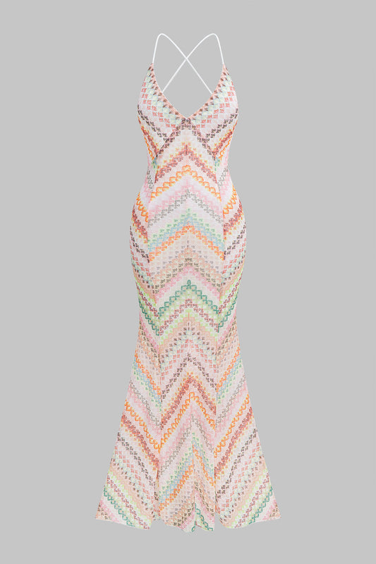 LUVYA | CHEVRON MAXI SLIP DRESS MULTICOLOR