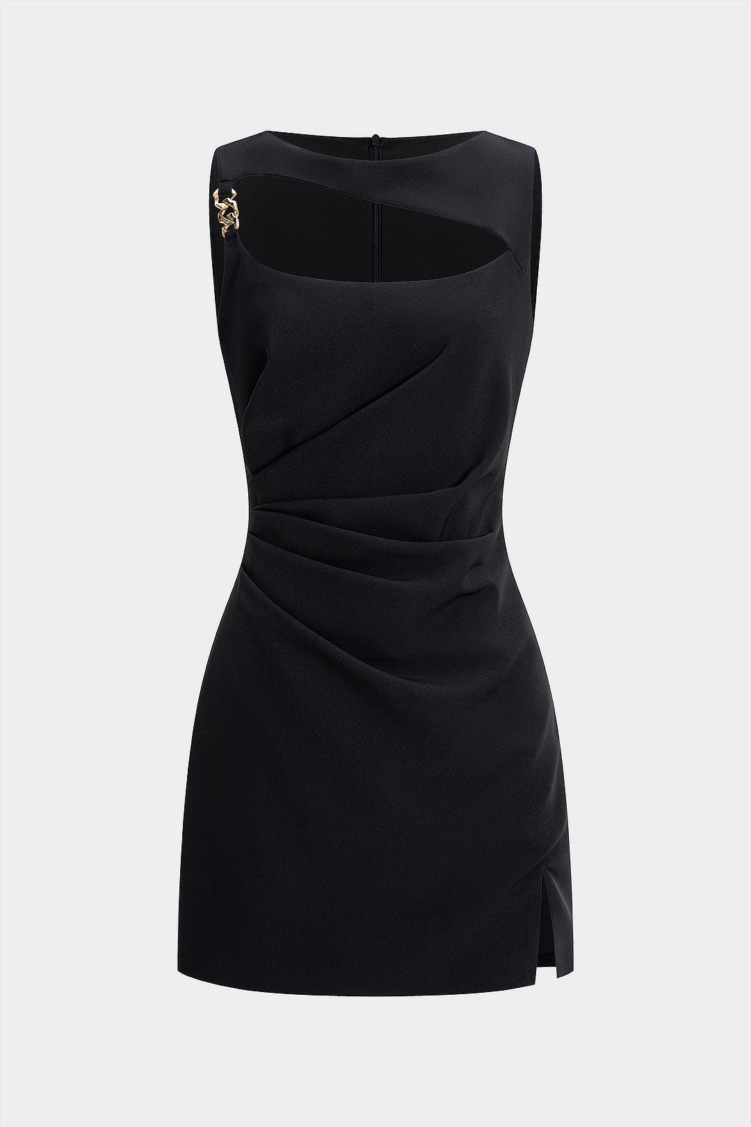 CELESTIA | CUT OUT CHAIN DETAIL MINI DRESS BLACK