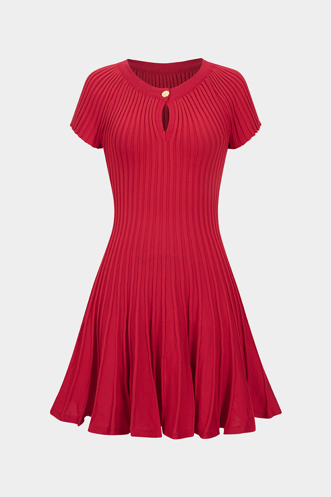 SOFIA | RED RIBBED SKATER DRESS RED