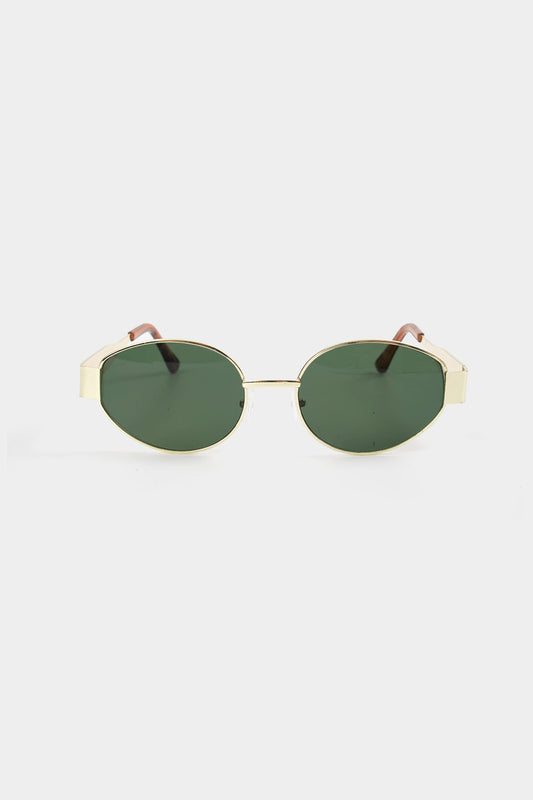 AUREL | GOLD OVAL SUNGLASSES GREEN ONE SIZE