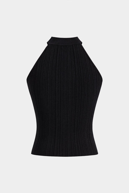 NOIRIS | RIBBED HALTER KNIT TOP