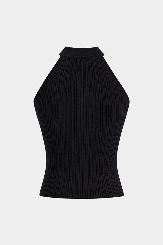 NOIRIS | RIBBED HALTER KNIT TOP