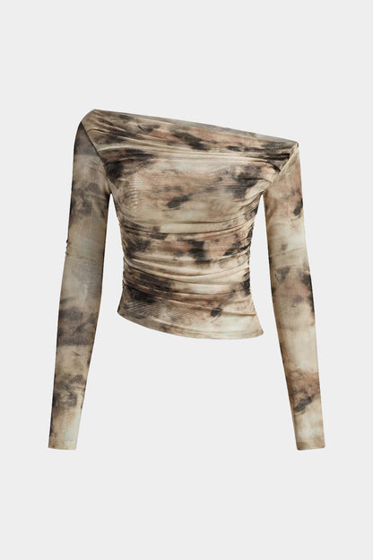 SERENA | ASYMMETRIC DRAPE TOP TAN