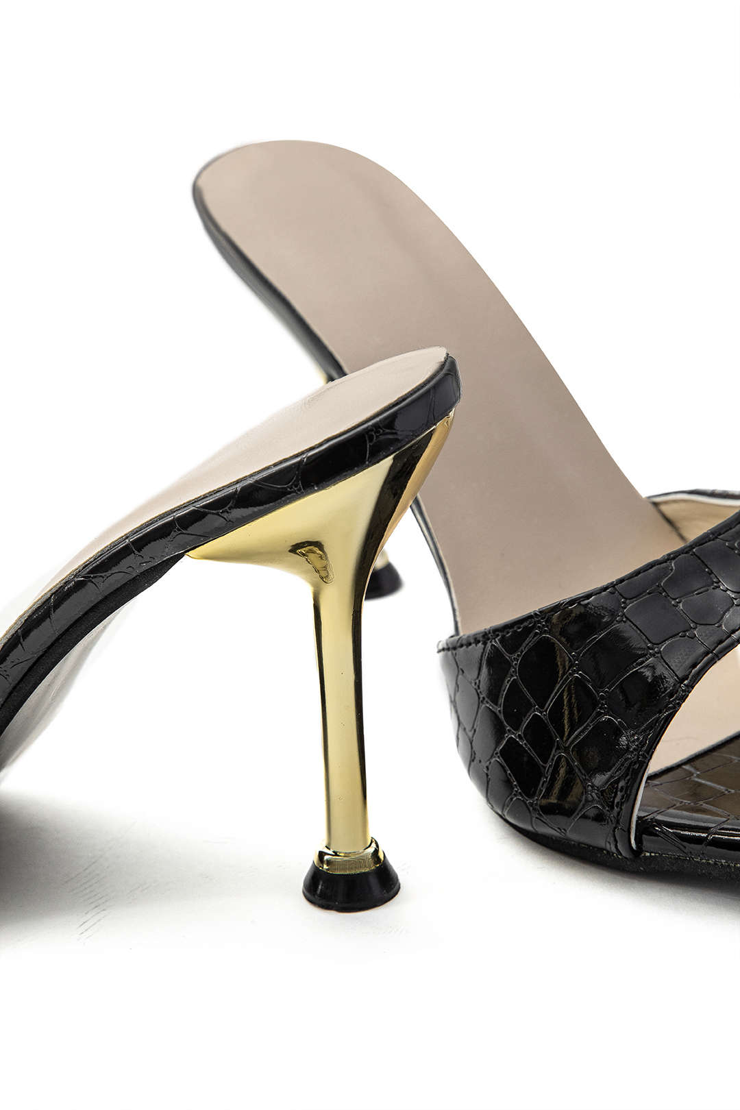 AUREMIA CROC MULES BLACK