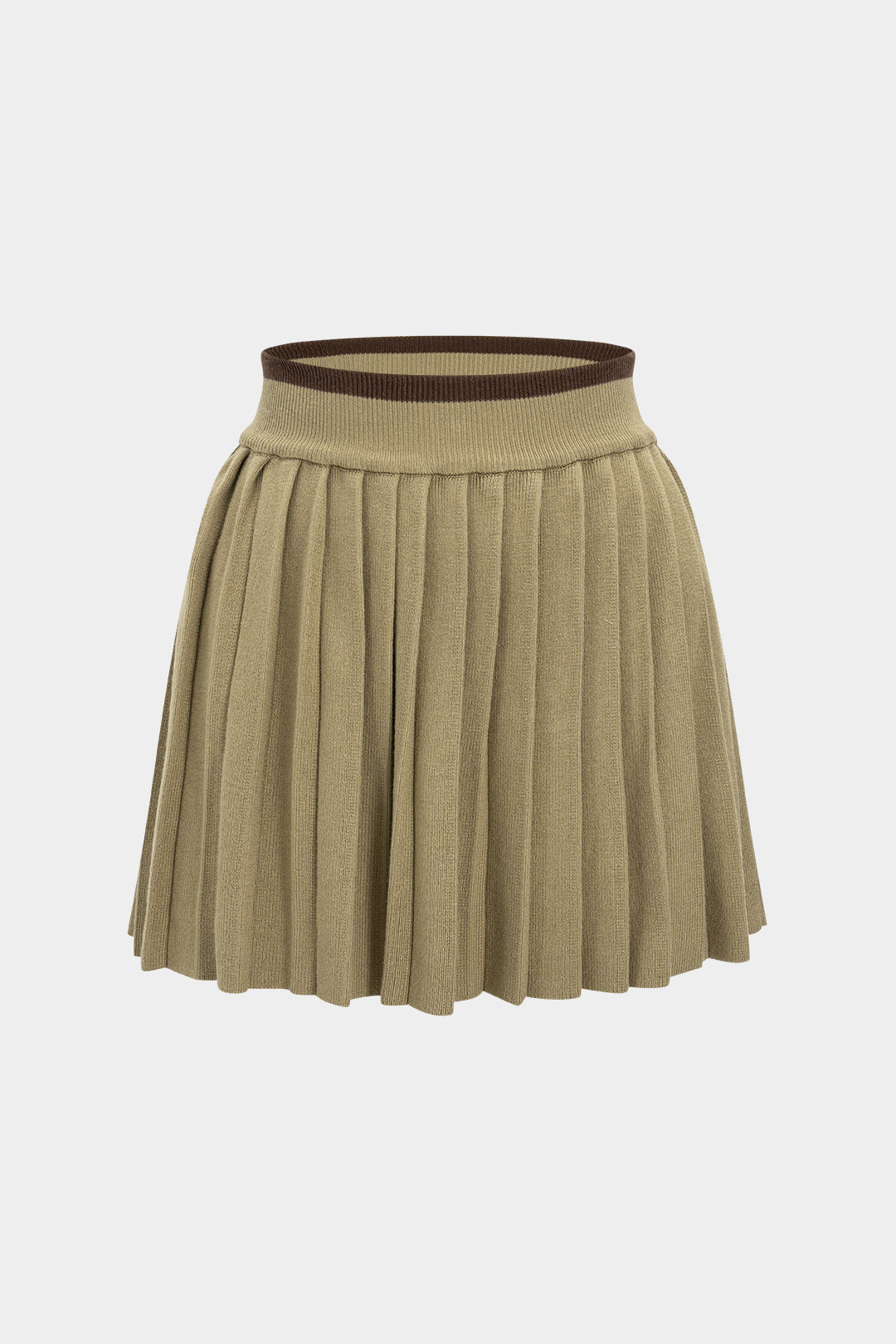 Knit Patchwork High Waist Skirt KHAKI