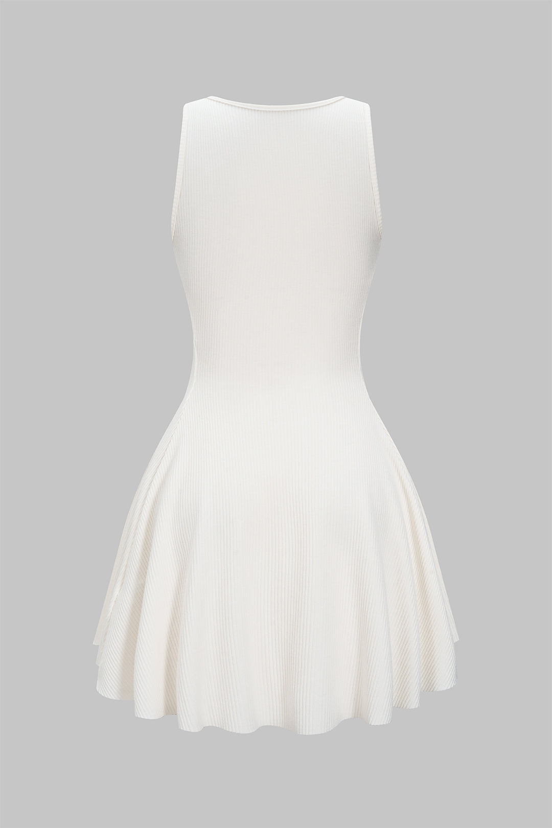 ALICE | RIBBED SKATER MINI DRESS IVORY S