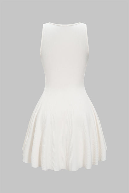 ALICE | RIBBED SKATER MINI DRESS IVORY S