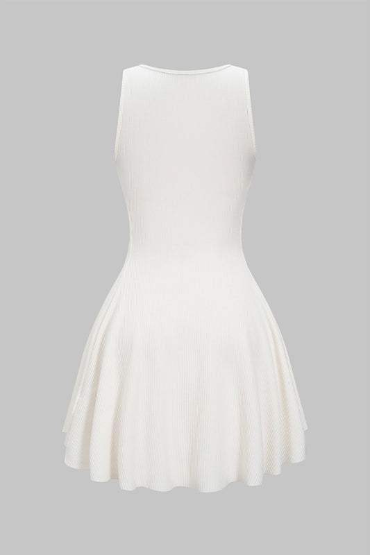 ALICE | RIBBED SKATER MINI DRESS IVORY S