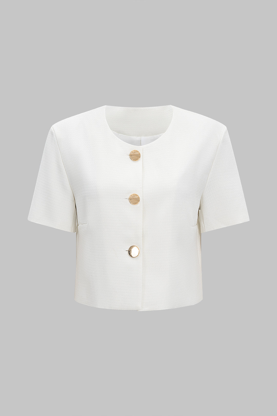 CAROLA | CROPPED BUTTON TOP IVORY