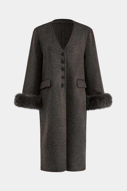ELEONORA | FUR TRIMMED WOOL COAT
