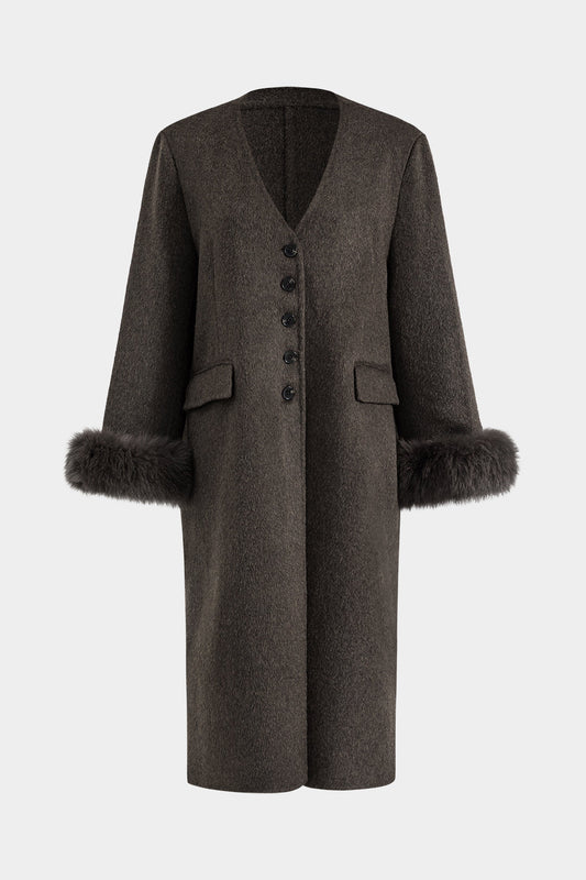 ELEONORA | FUR TRIMMED WOOL COAT