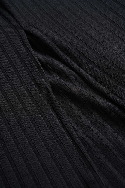 NOIR EDGE | CUTOUT KNIT MIDI DRESS BLACK