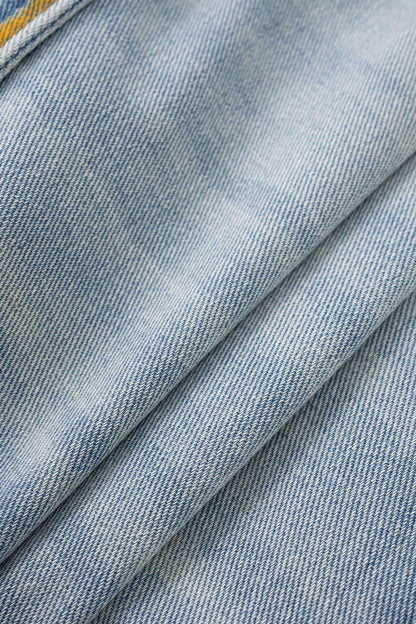 SOLENE | BELTED DENIM SHORTS LIGHT WASH BLUE