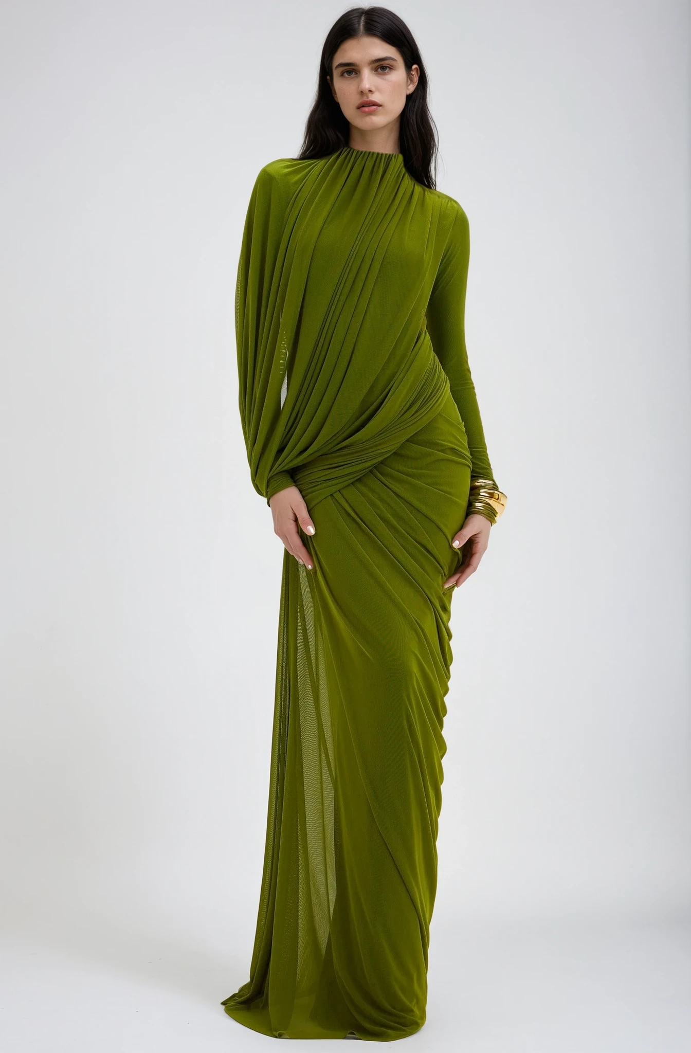 SELENE | OLIVE GREEN MAXI DRESS