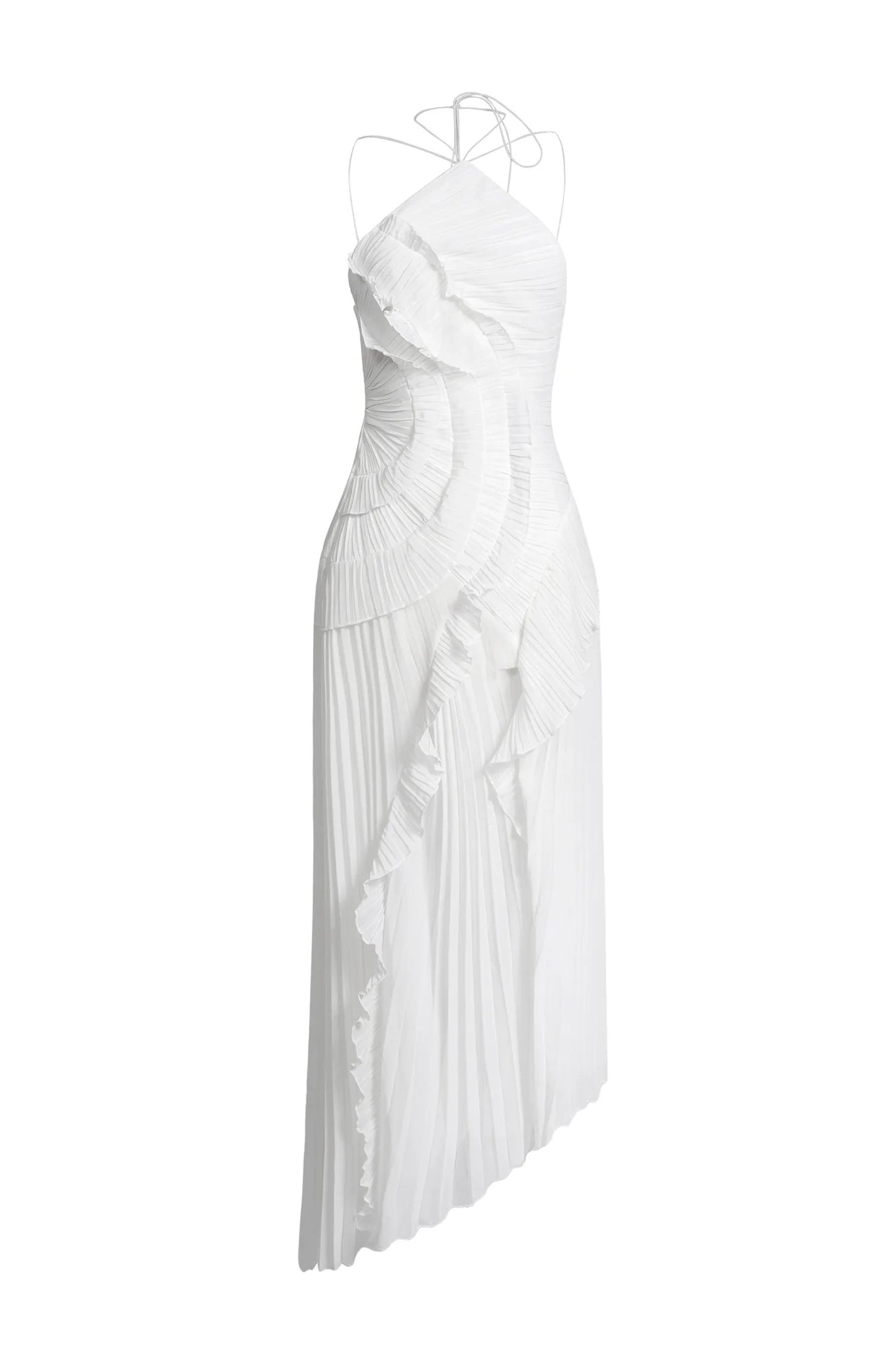 ELARA DRESS | SCULPTURAL PLEATED DESIGN WHITE