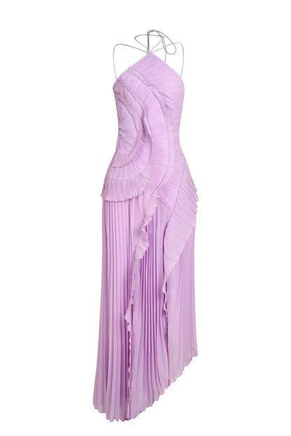 ELARA DRESS | SCULPTURAL PLEATED DESIGN LILAC