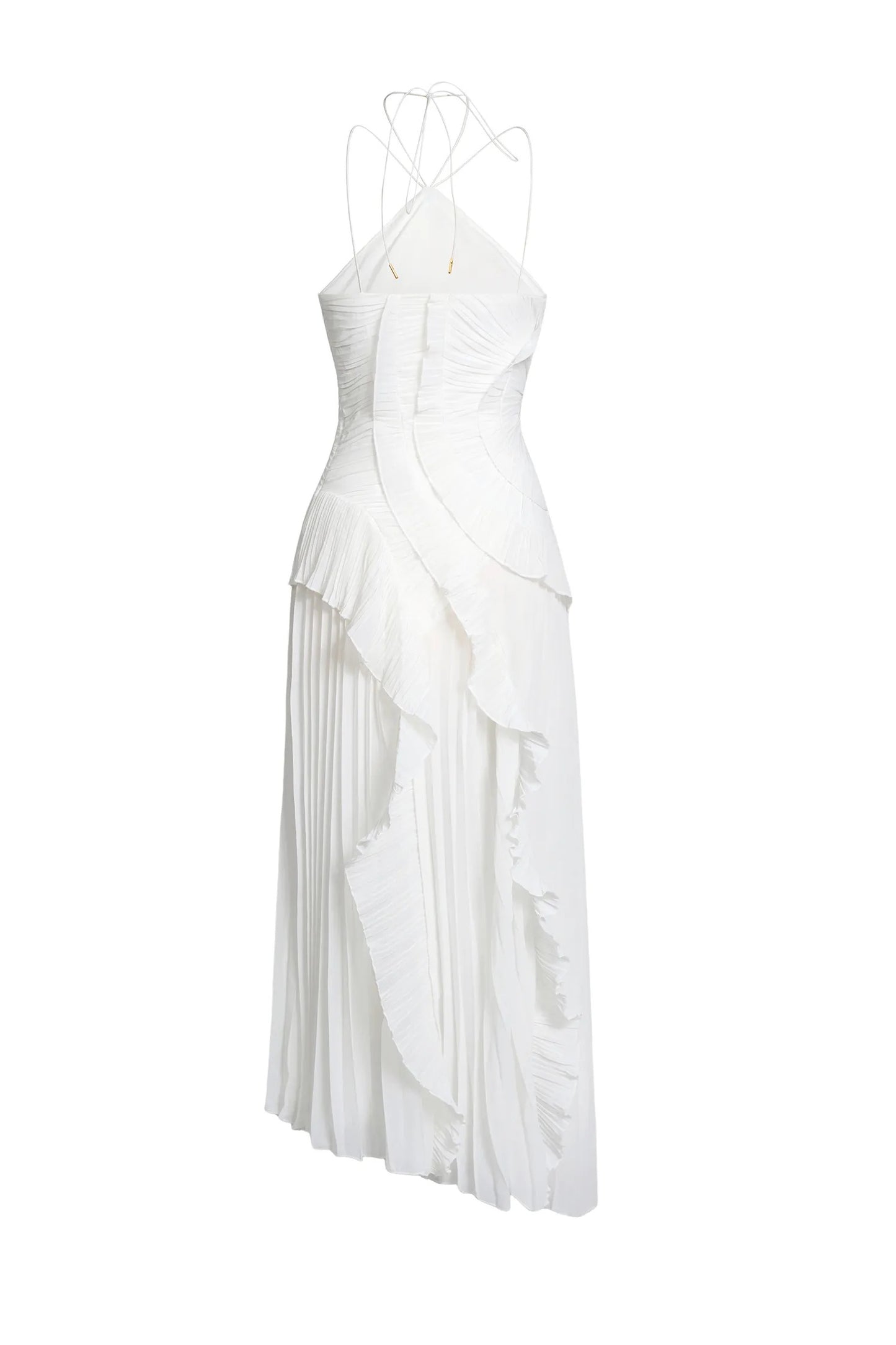 ELARA DRESS | SCULPTURAL PLEATED DESIGN WHITE