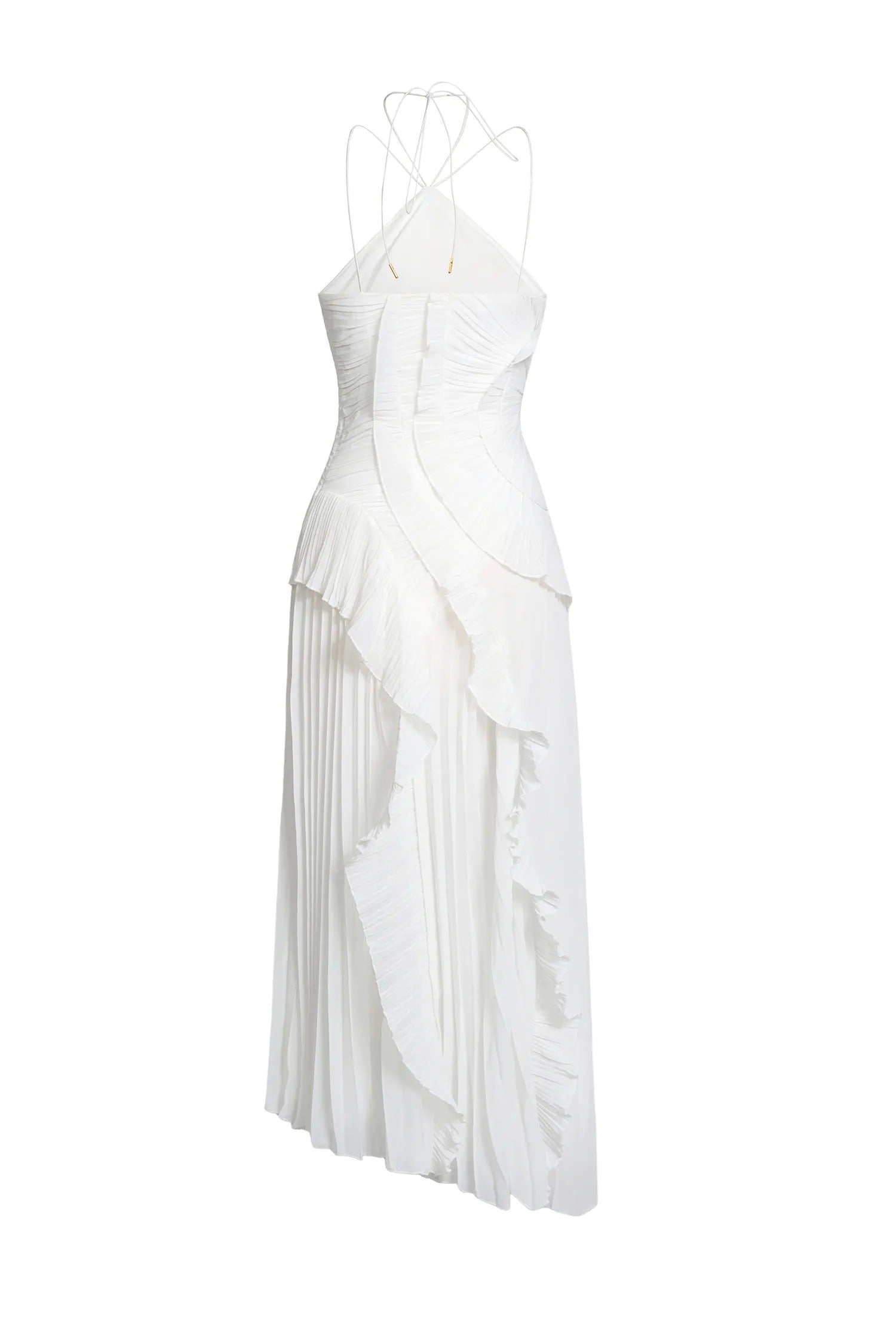 ELARA DRESS | SCULPTURAL PLEATED DESIGN WHITE