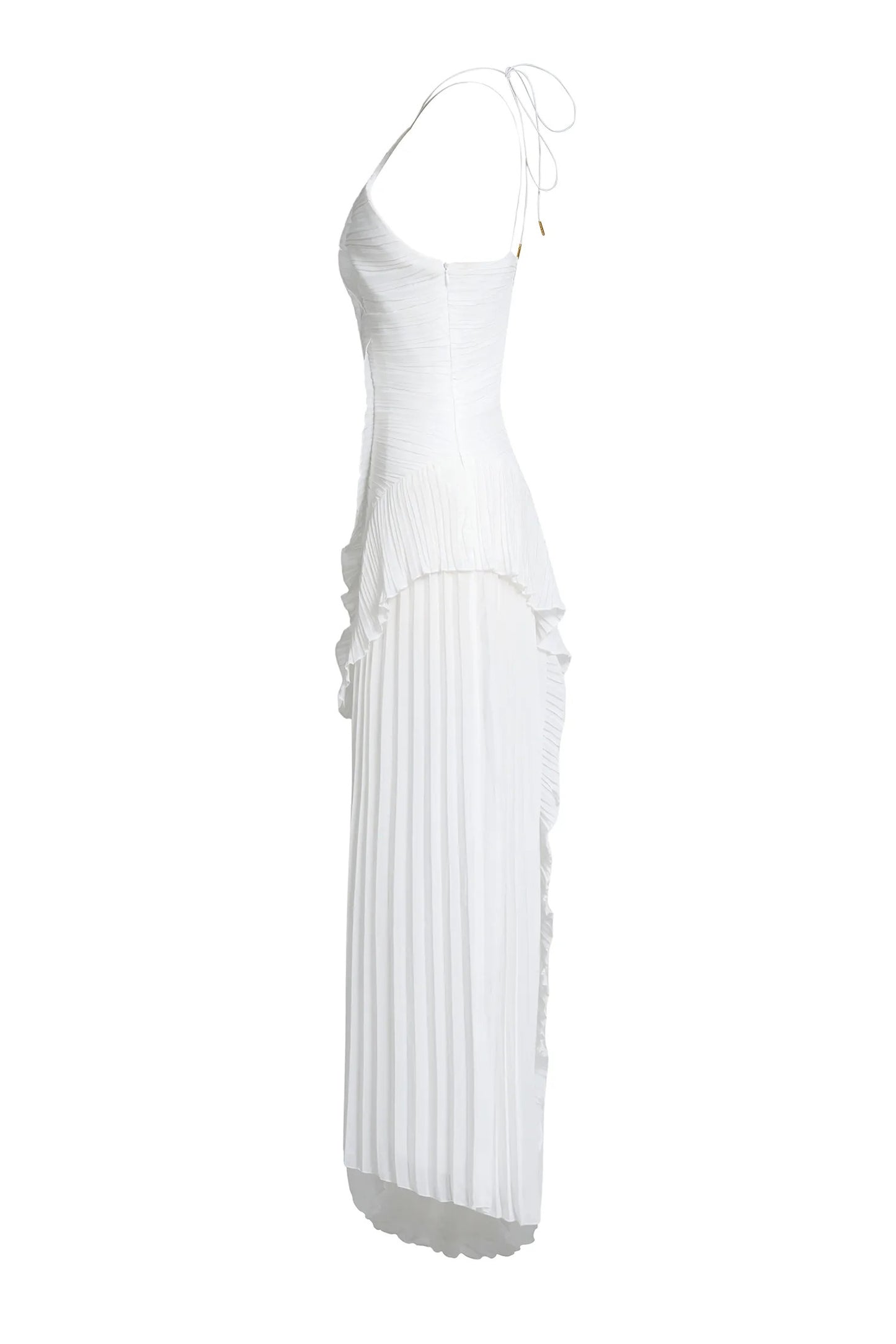 ELARA DRESS | SCULPTURAL PLEATED DESIGN WHITE