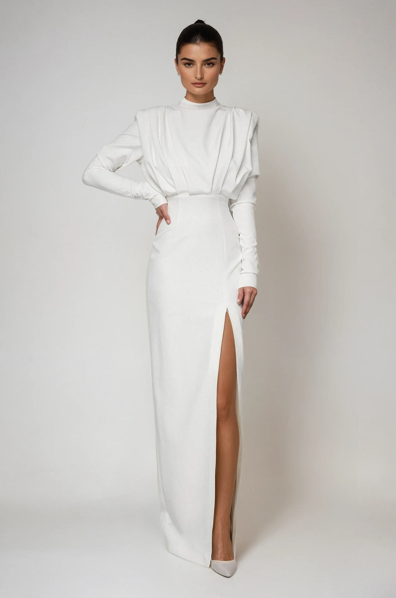 SIENNA | IVORY CREPE MIDI DRESS