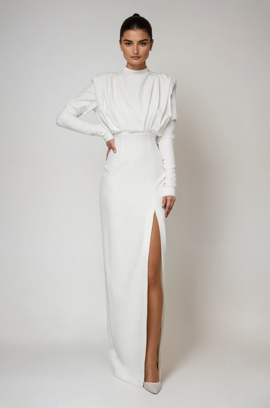 SIENNA | IVORY CREPE MIDI DRESS
